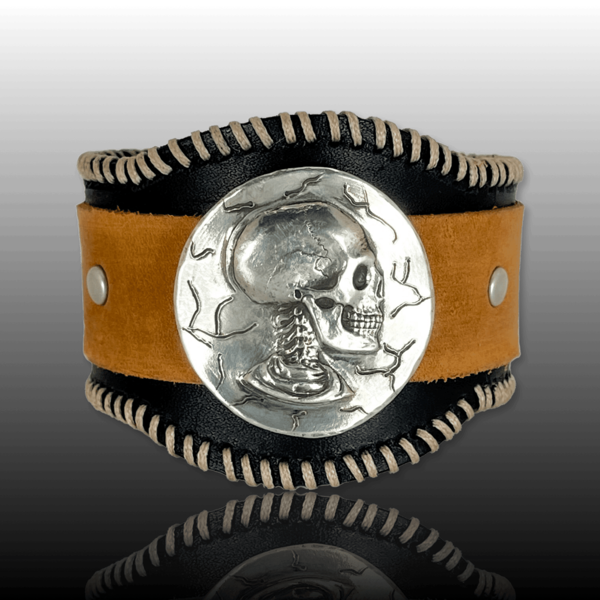 Cracked Skull Leather Cuff