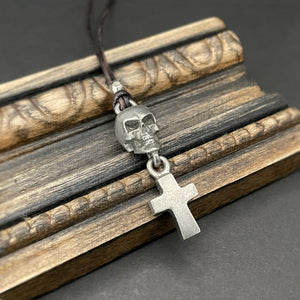 Fierce Skull and Cross Leather Necklace