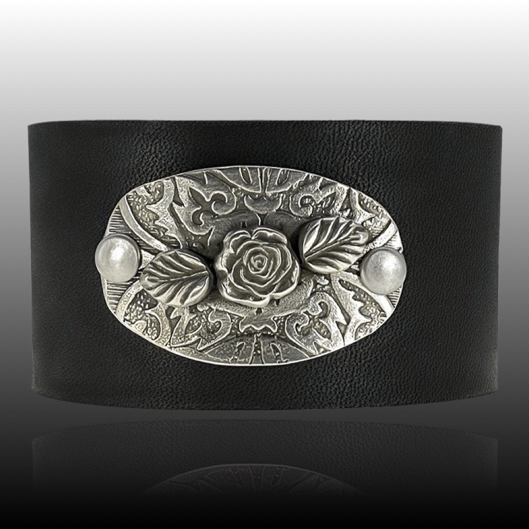 Rose Leather Cuff by Rock My Wings
