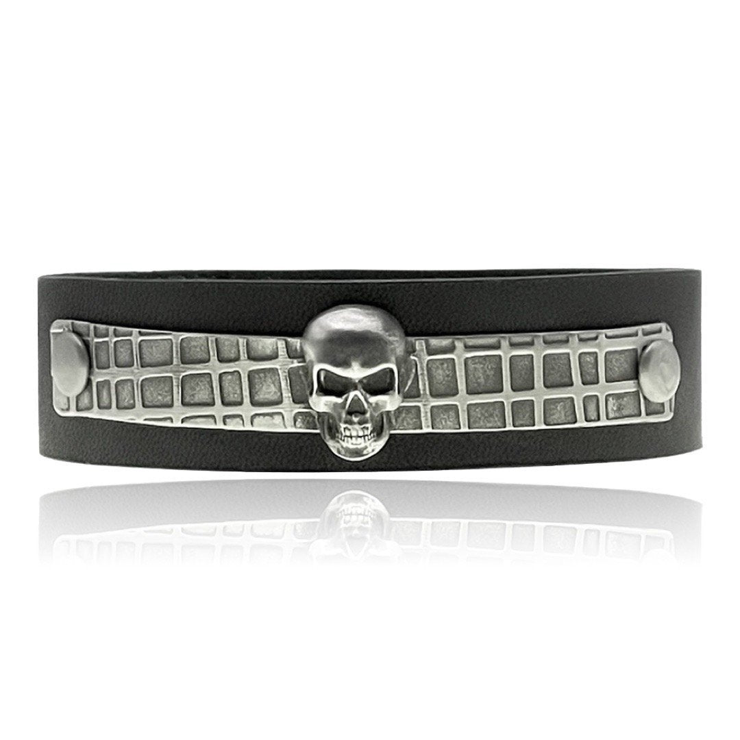 Moody Skull Leather Cuff by Rock My Wings