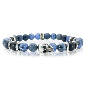Blue skull gemstone bracelet for men or women by Rock my Wings