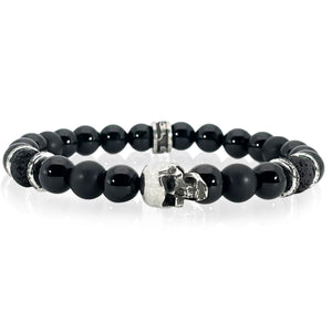Black Onyx Skull Bracelet for Men by Rock My Wings