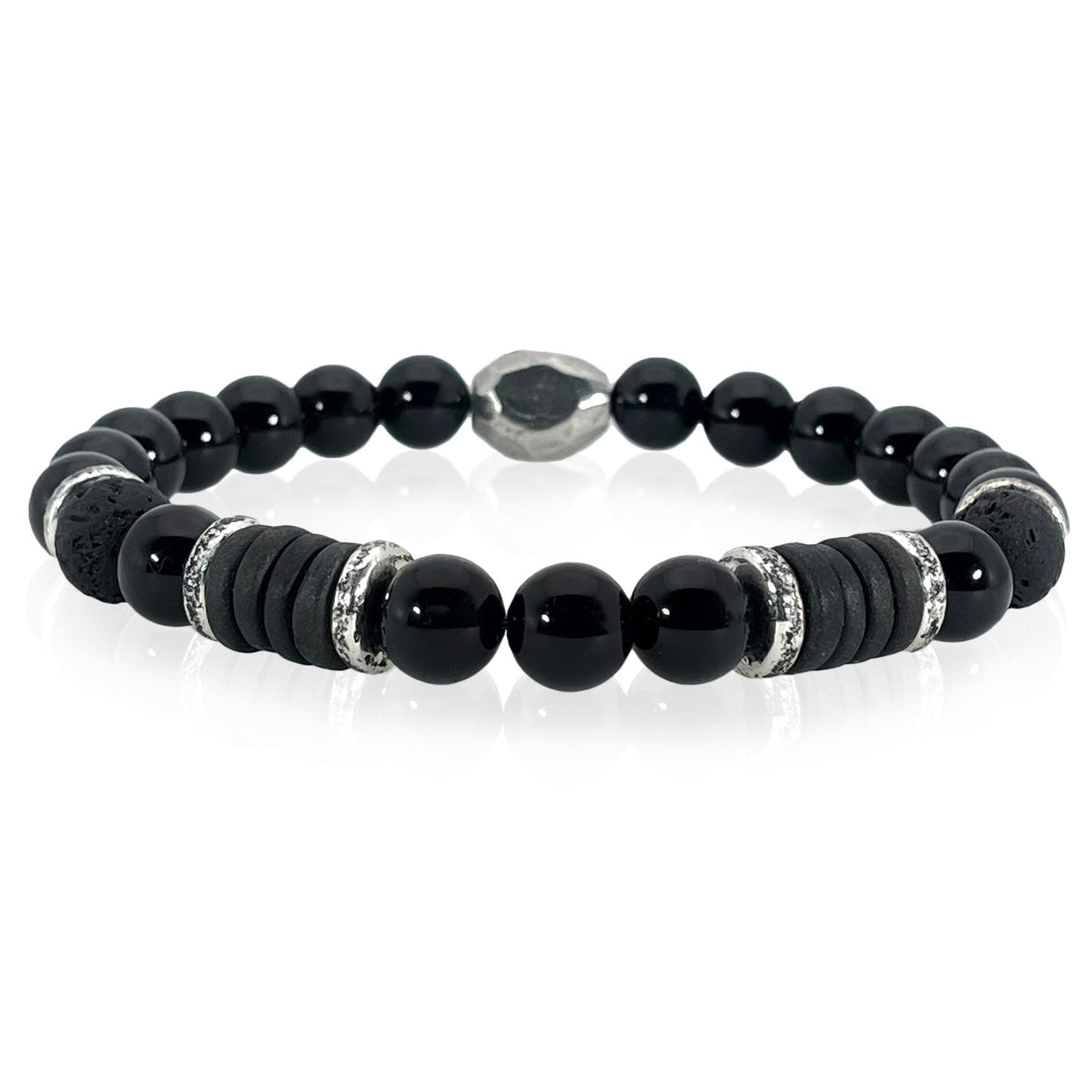 Black gemstone minimalist bracelet for men by Rock My Wings