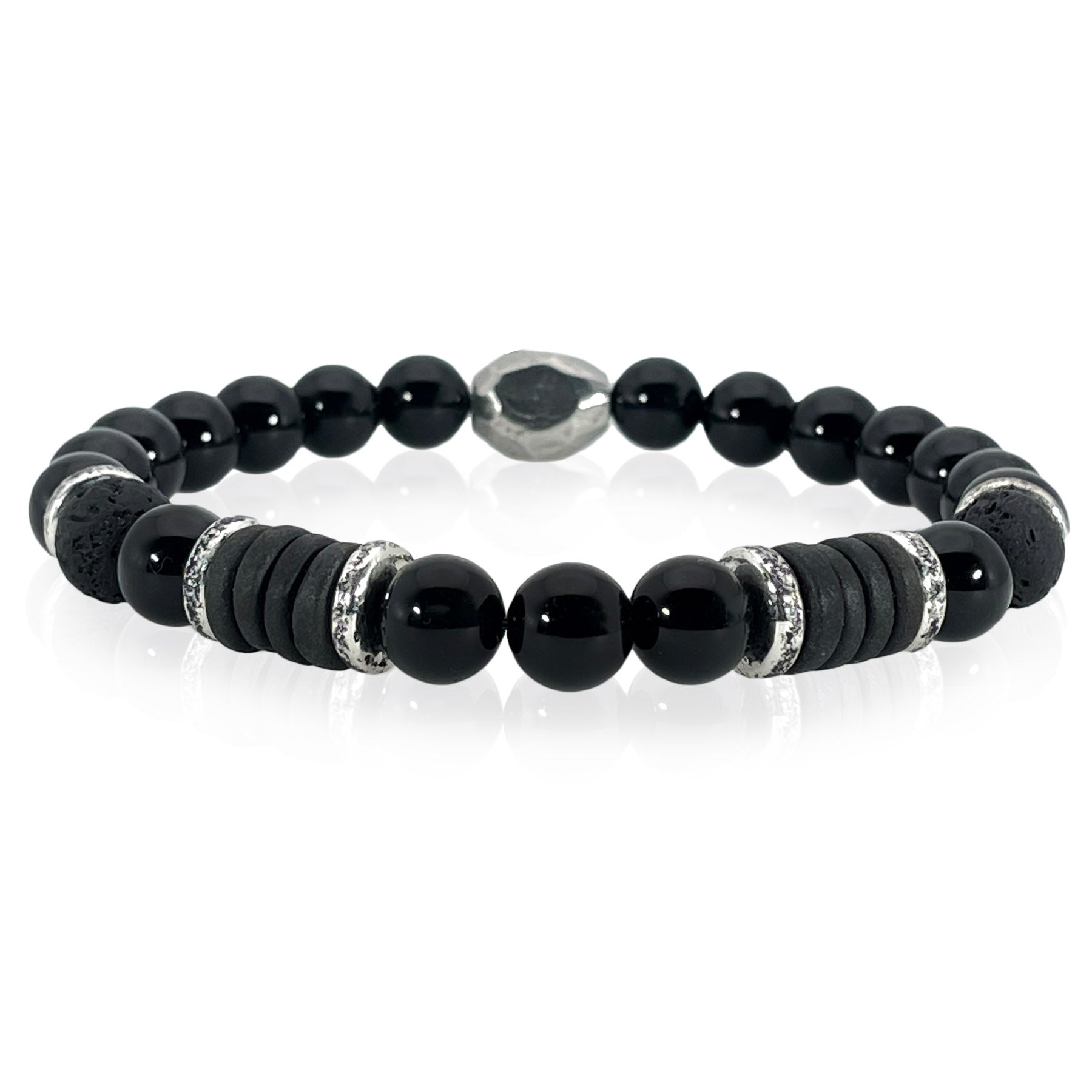 Black gemstone minimalist bracelet for men by Rock My Wings