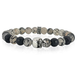 Skull and dragon vein bead bracelet by Rock My WIngs