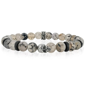 Skull with dragon vein bead bracelet by rock my wings