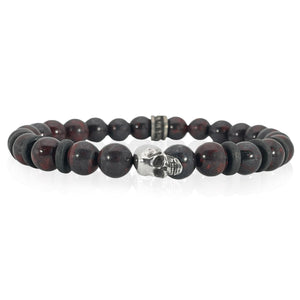 Skull bracelet with red and black beads by Rock my Wings