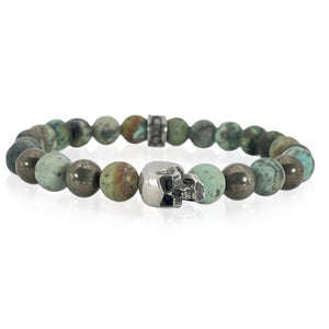 Turquoise and skull gemstone bracelet for men by Rock my Wings
