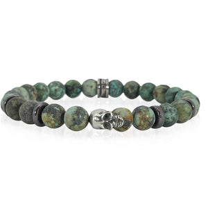 Small skull and turquoise stretch bracelet by rock my wings