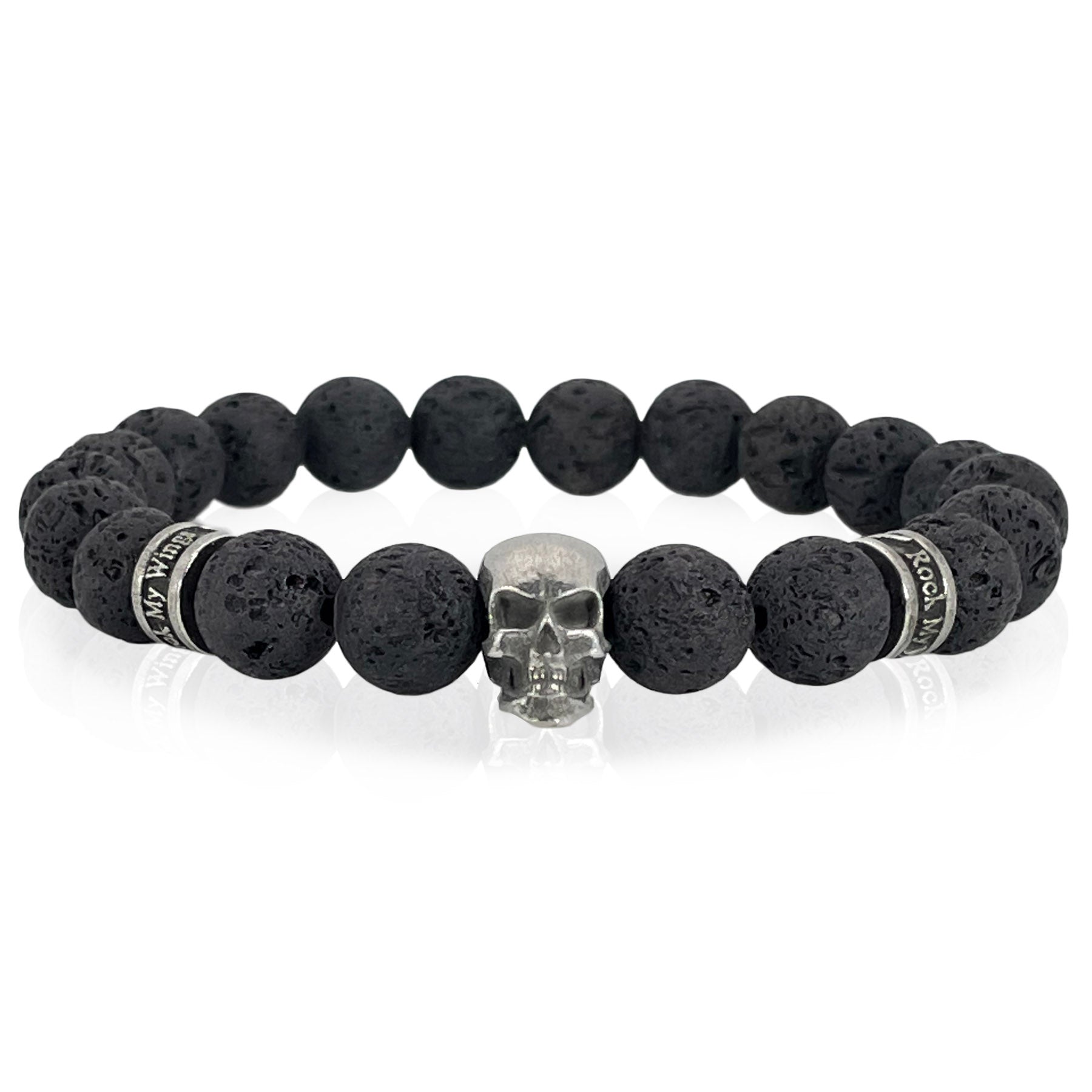 Large black skull bead bracelet for men by Rock My Wings