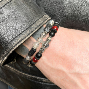 Skull gemstone bracelet for men or women