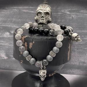 Skull stretch gemstone bracelets for women
