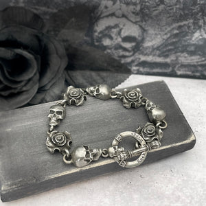 rose and skull link bracelet for women by rock my wings