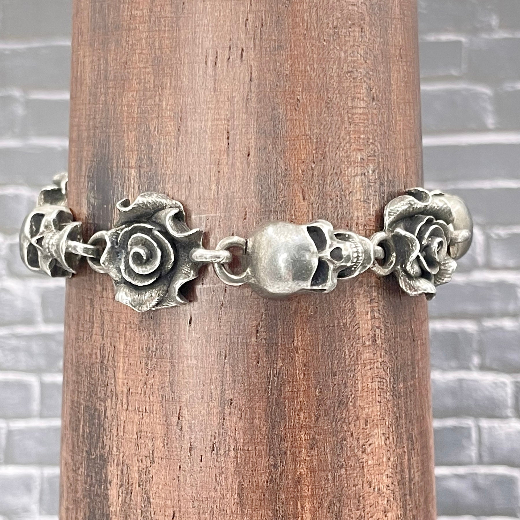 skull and rose chain bracelet for women