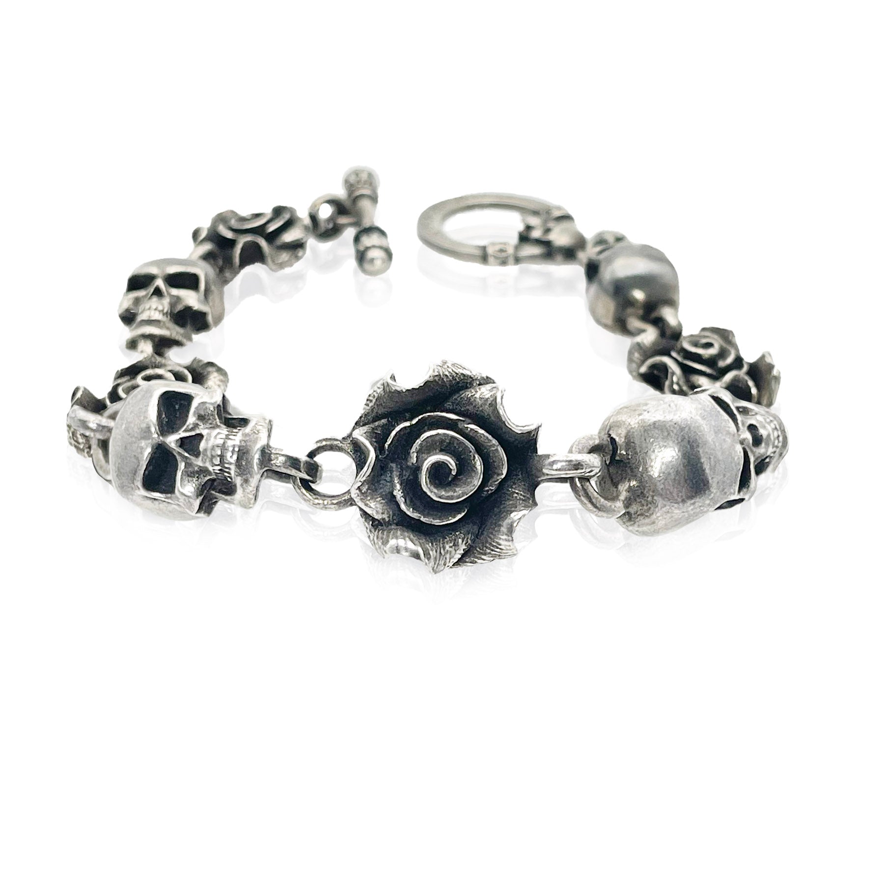 rose and skull link bracelet for women by rock my wings