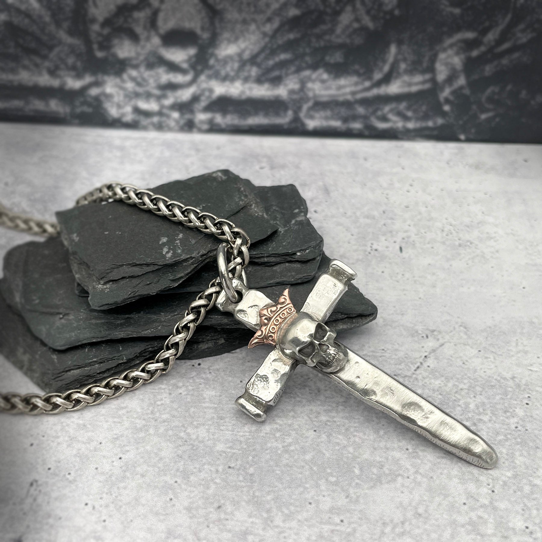 Skull Nail Cross Necklace by Rock My WIngs