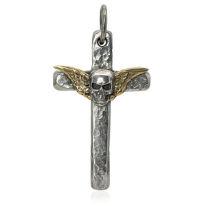 Cross with wings and skull pendant by Rock My Wings