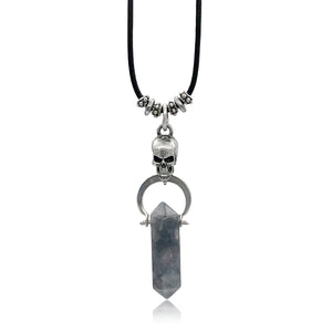 Mystical Gray Quartz Skull Necklace