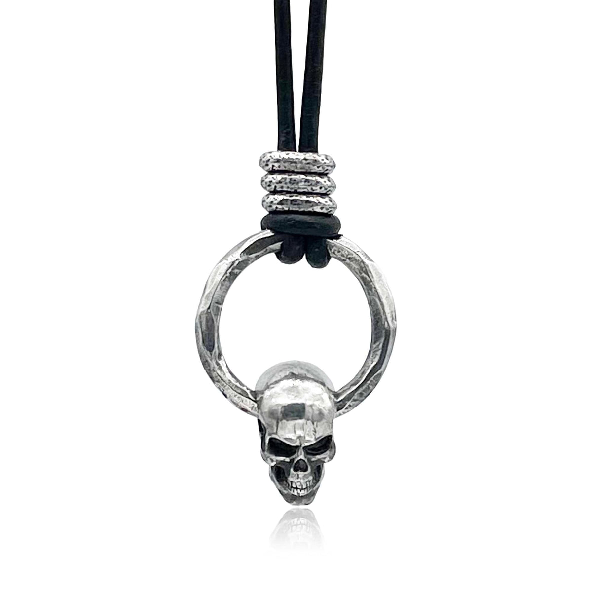 Draven Spinning Skull &amp; Ring Pendant - Skull Jewelry