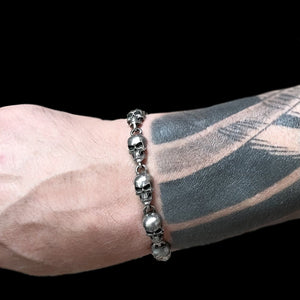 large skull link bracelet by rock my wings
